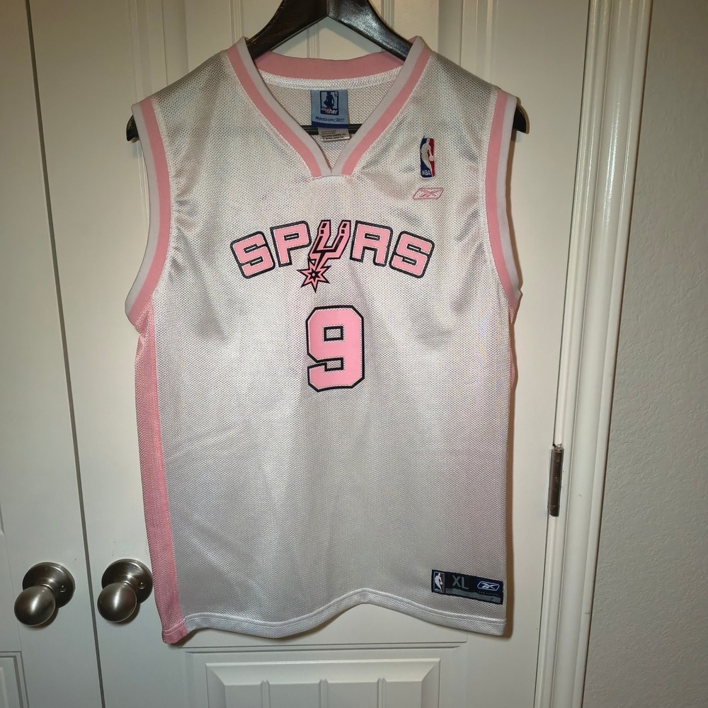 Reebok NBA4Her San Antonio Spurs Tony Parker 9 Jersey Pink White Womens XL 16